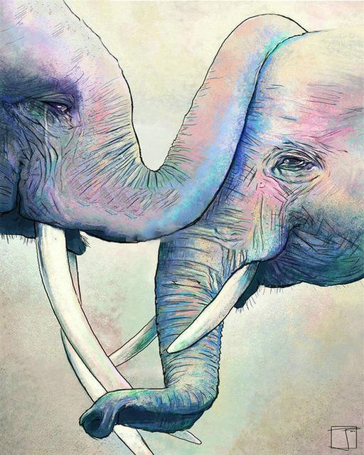Art Elephants In Love - Image 4