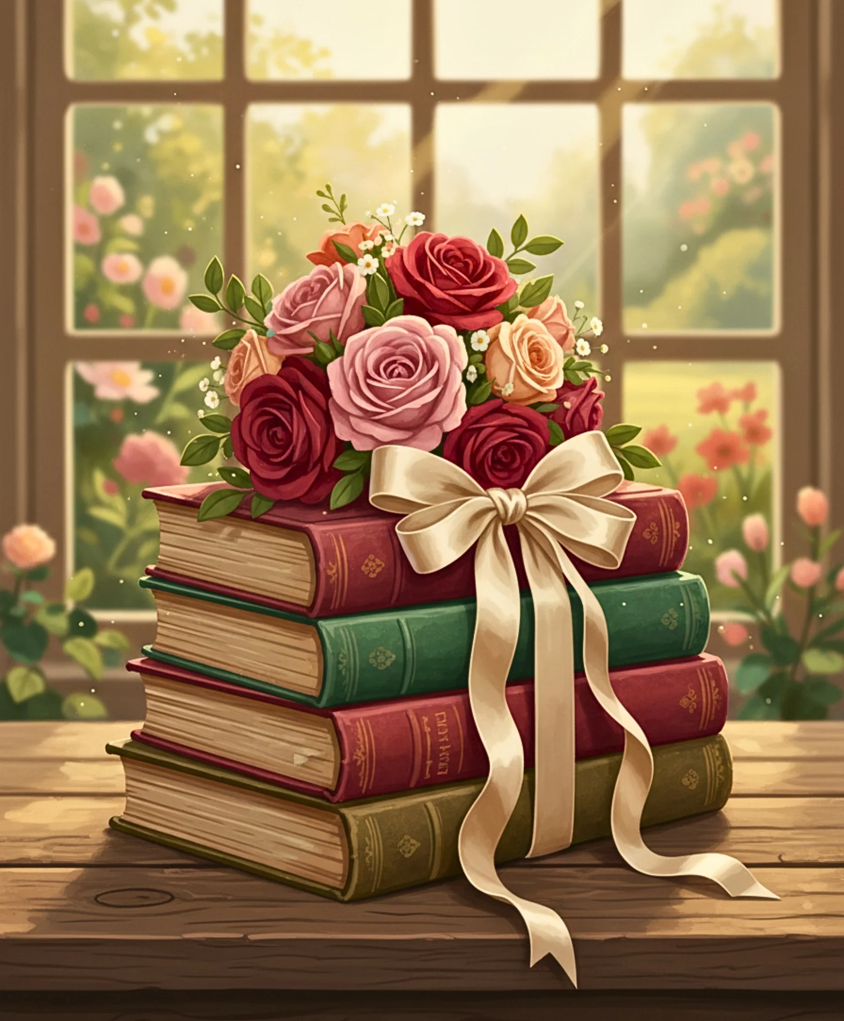 Blush Roses & Books - Image 4