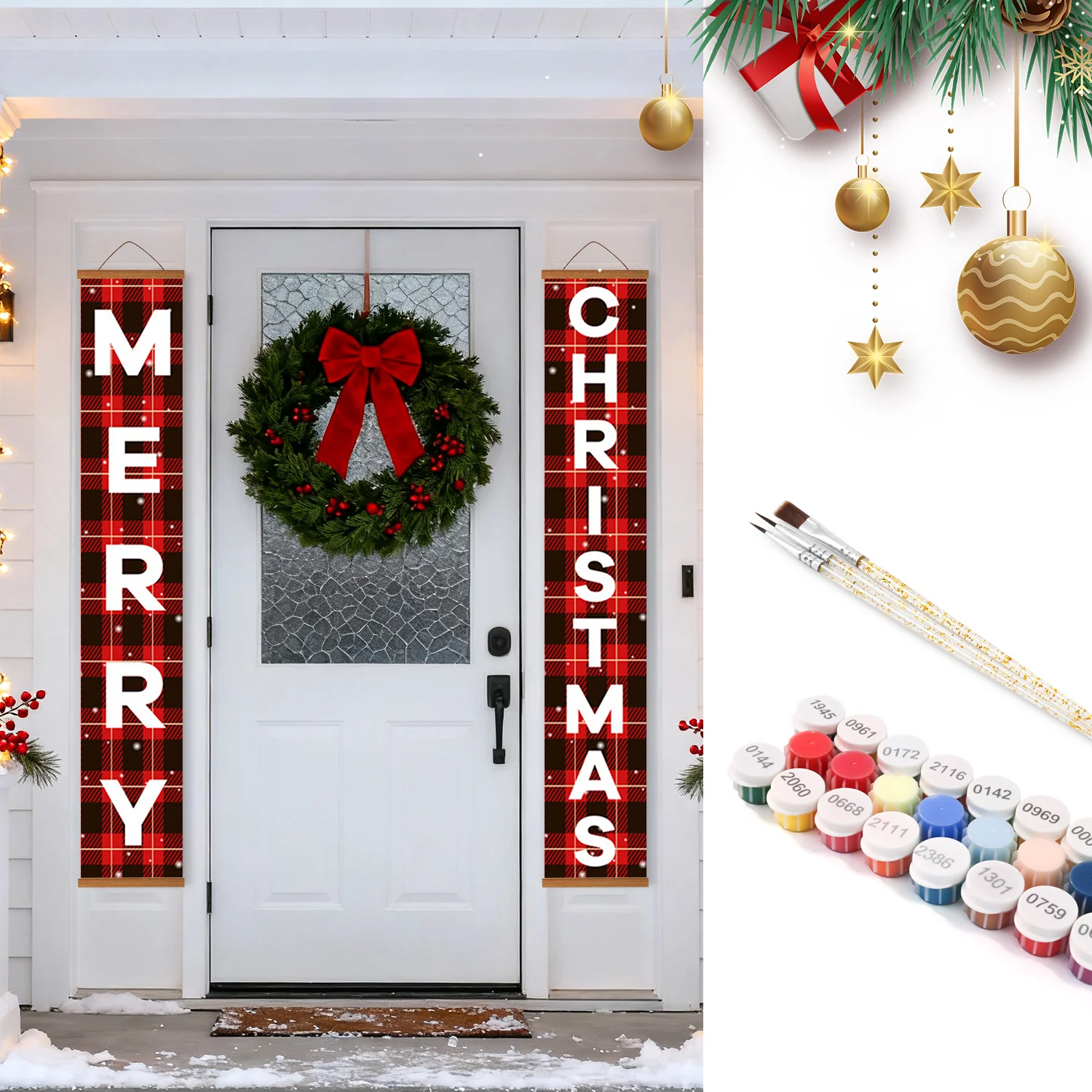 Buffalo Plaid Merry Christmas - Porch Sign - Image 19