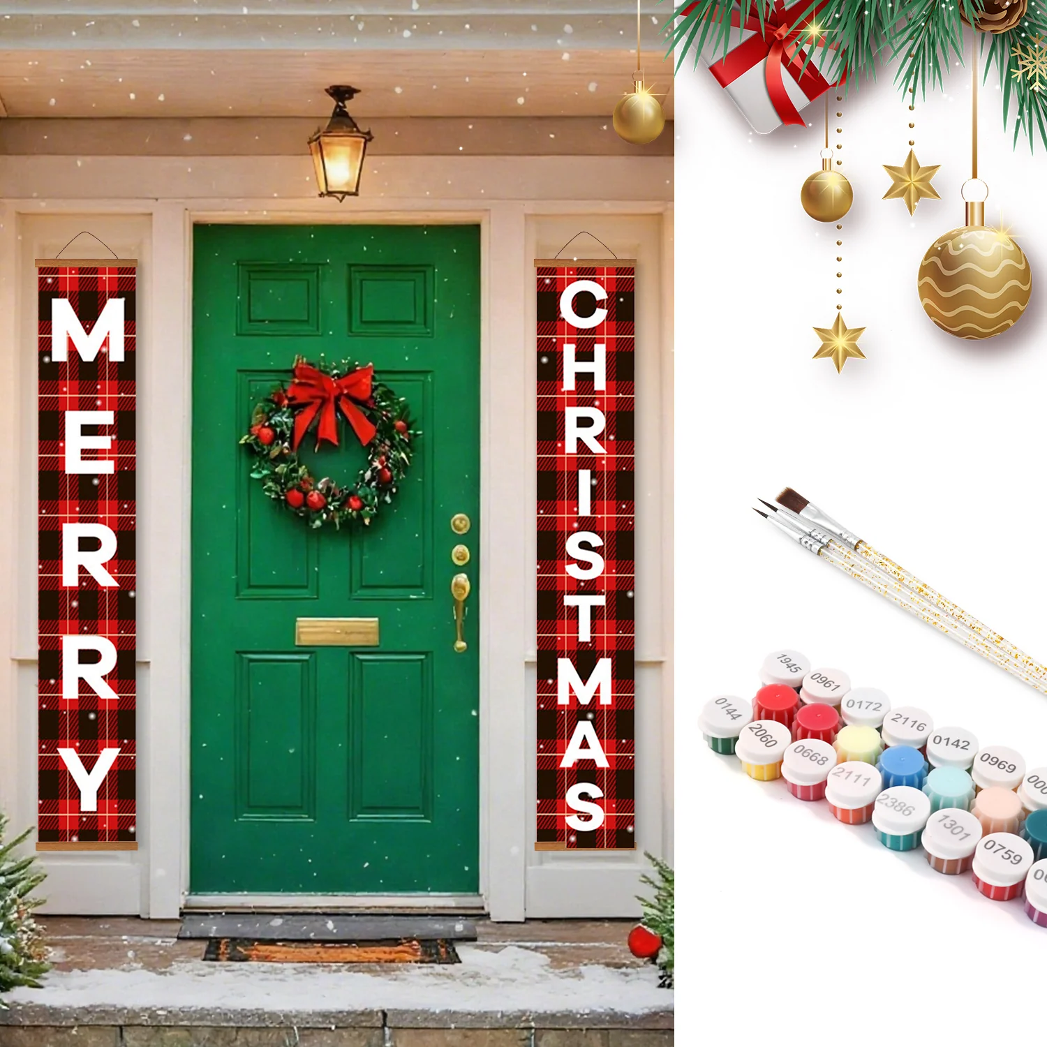 Buffalo Plaid Merry Christmas - Porch Sign - Image 2