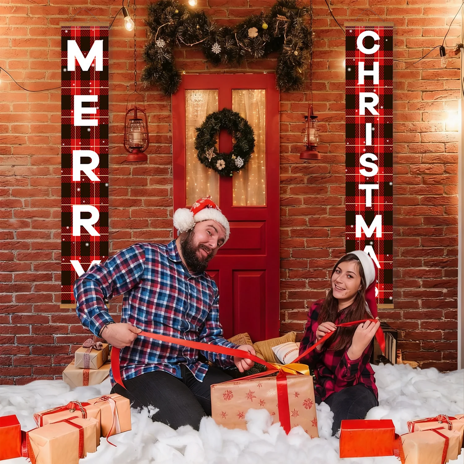 Buffalo Plaid Merry Christmas - Porch Sign - Image 9