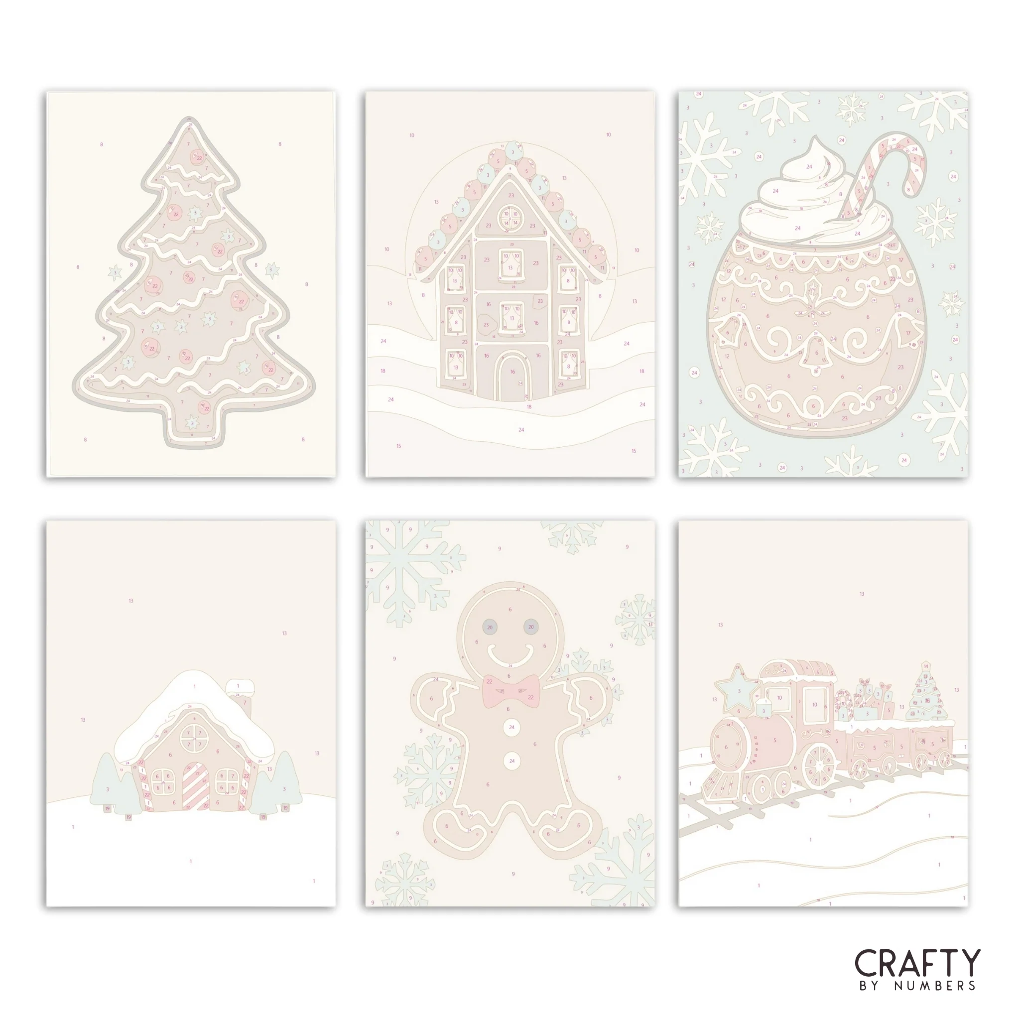 Cozy Gingerbread – Set of 6 Mini Paint by Numbers - Image 2