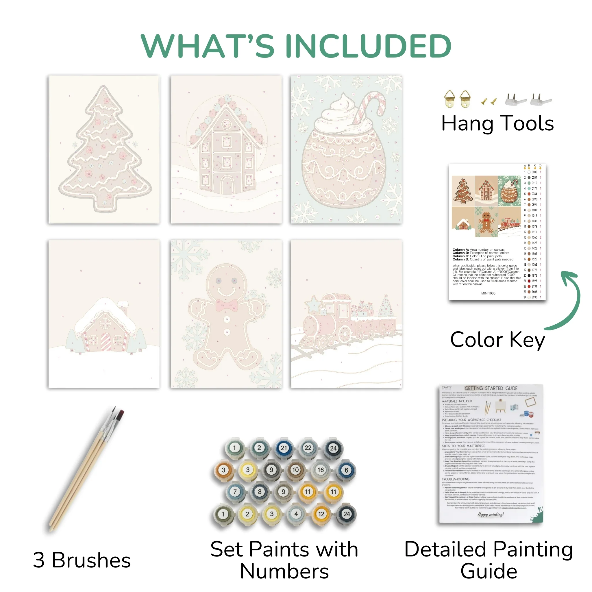 Cozy Gingerbread – Set of 6 Mini Paint by Numbers - Image 3