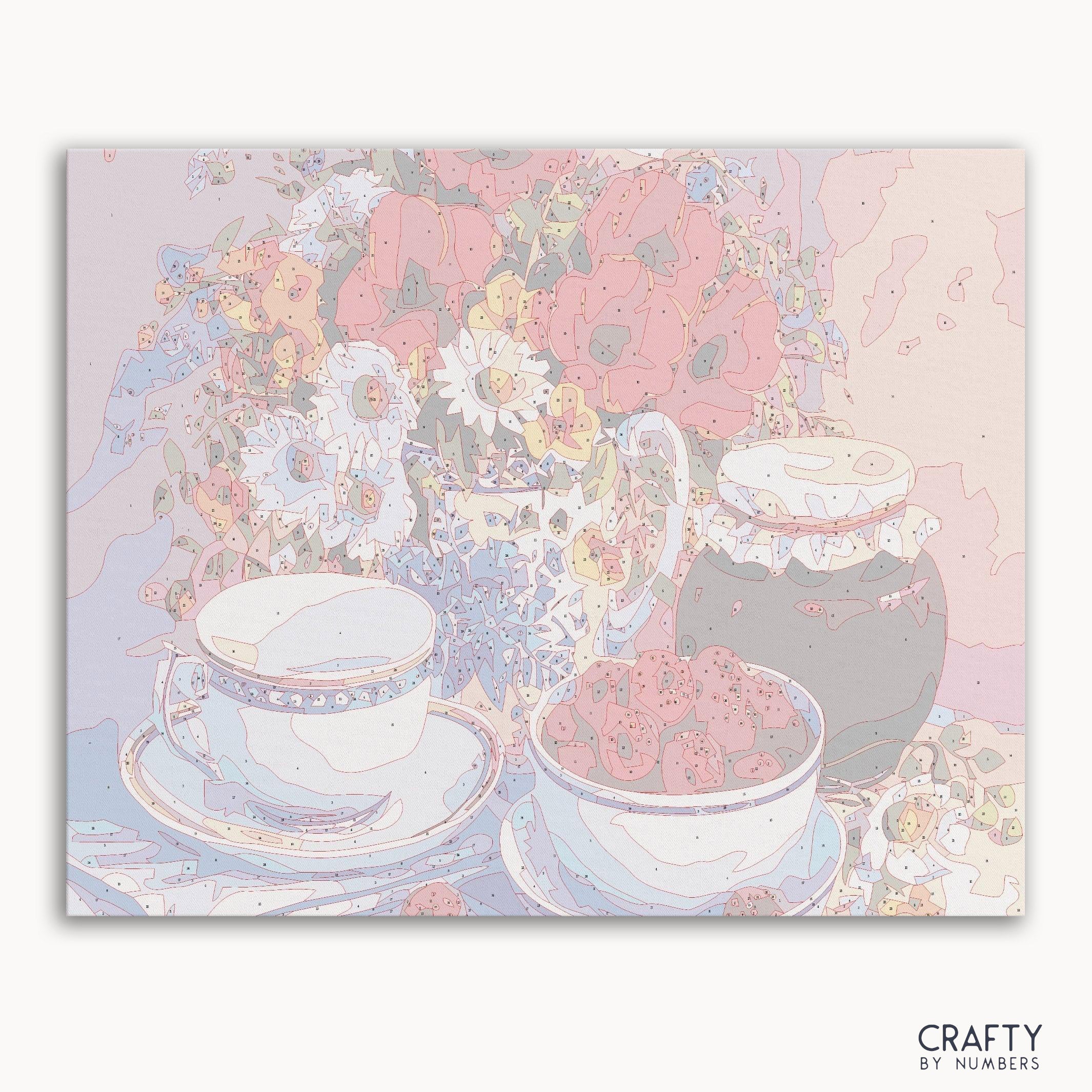 Cup Set With Decorative Flowers - Image 2