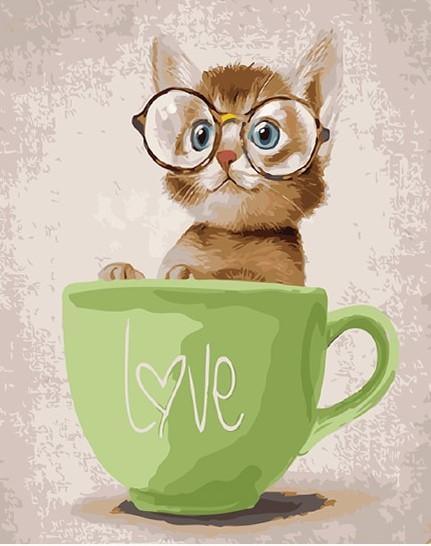 Cute Cat In Green Cup - Image 4
