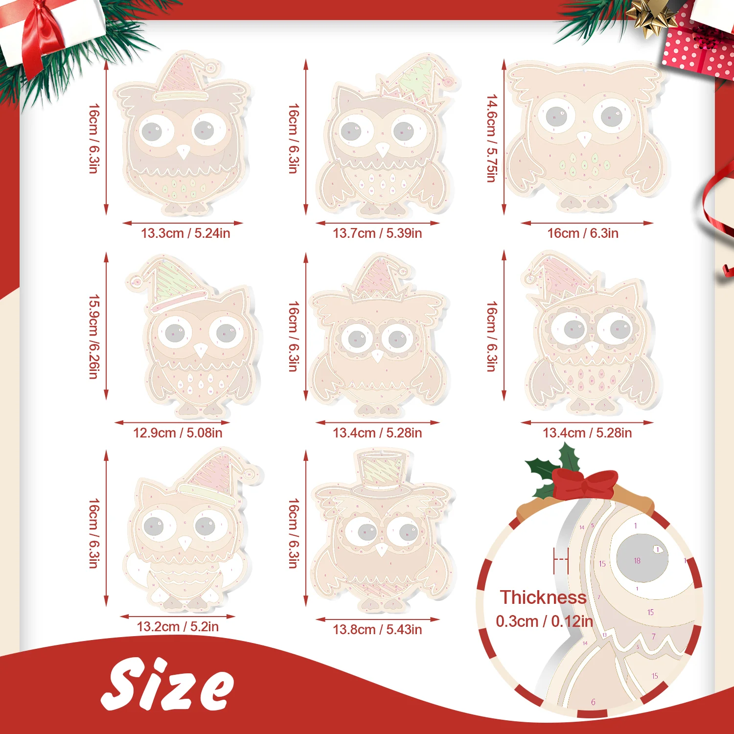 Festive Owl Magic – Large Christmas Ornaments - Image 2