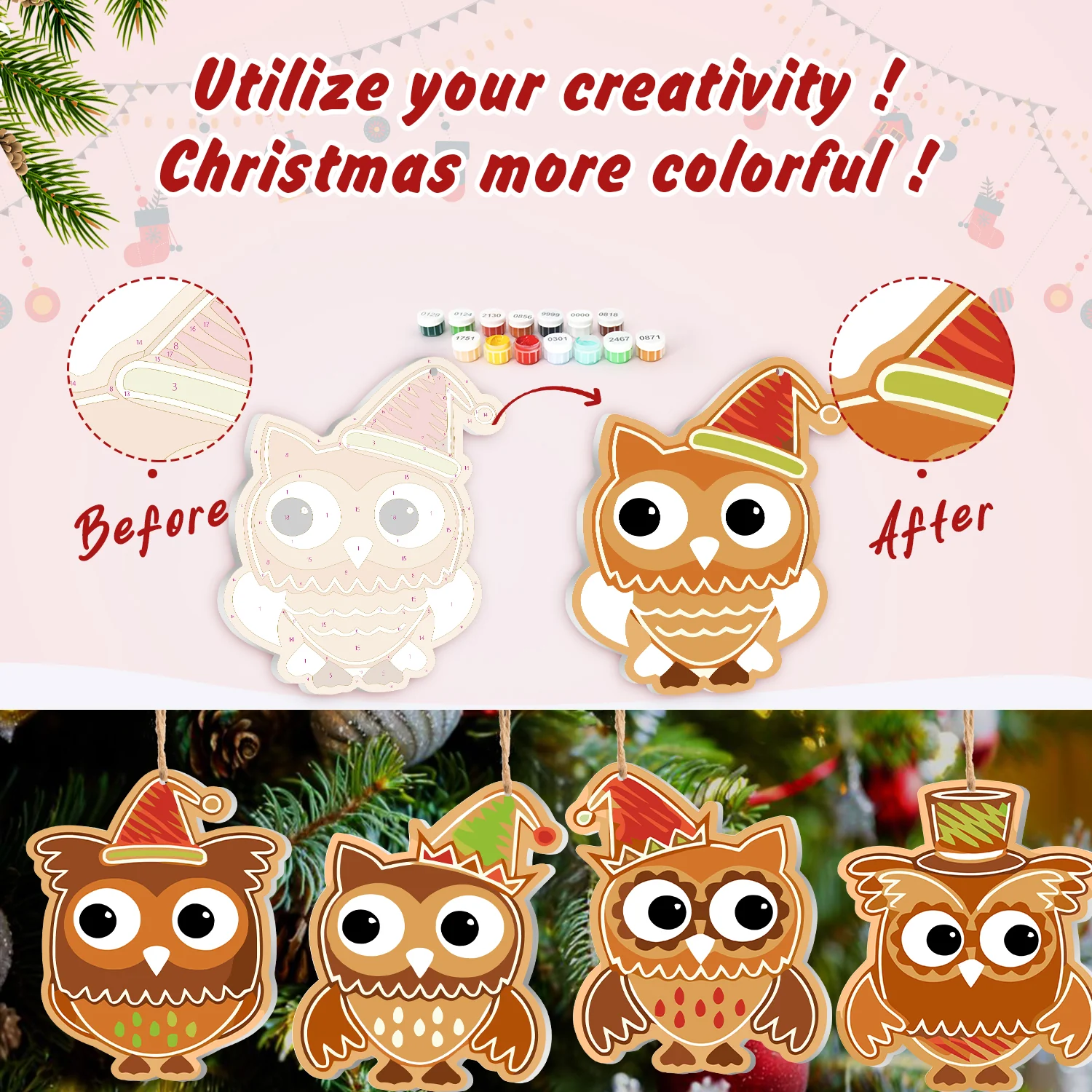 Festive Owl Magic – Large Christmas Ornaments - Image 5