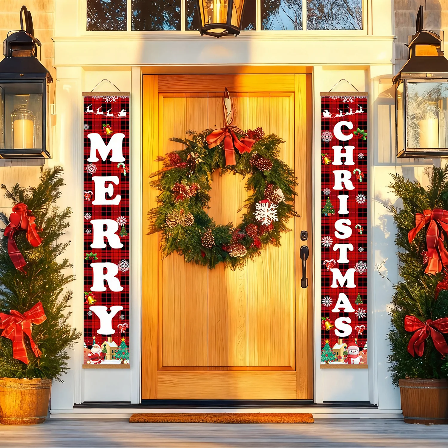 Festive Plaid Merry Christmas – Porch Sign - Image 10