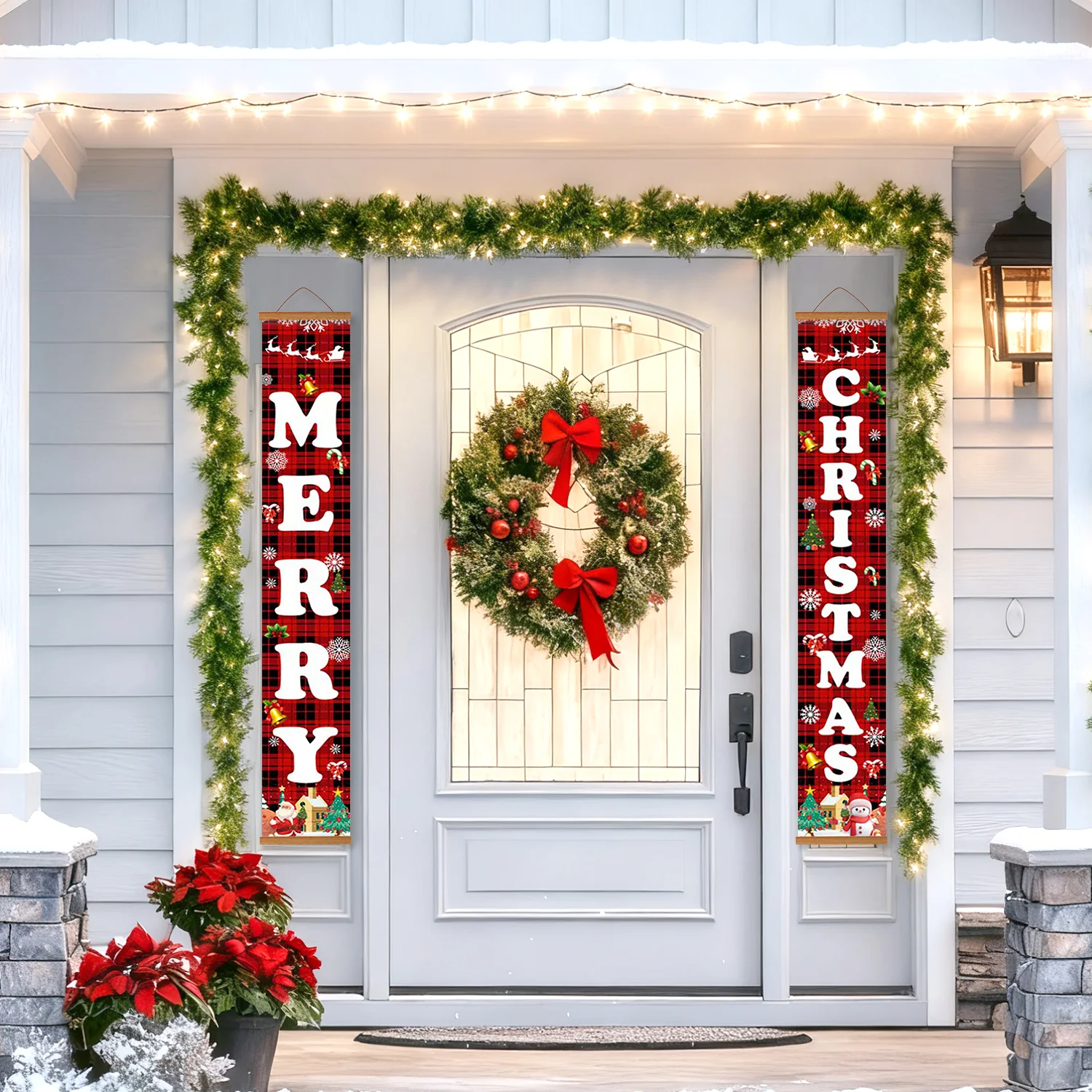 Festive Plaid Merry Christmas – Porch Sign - Image 16