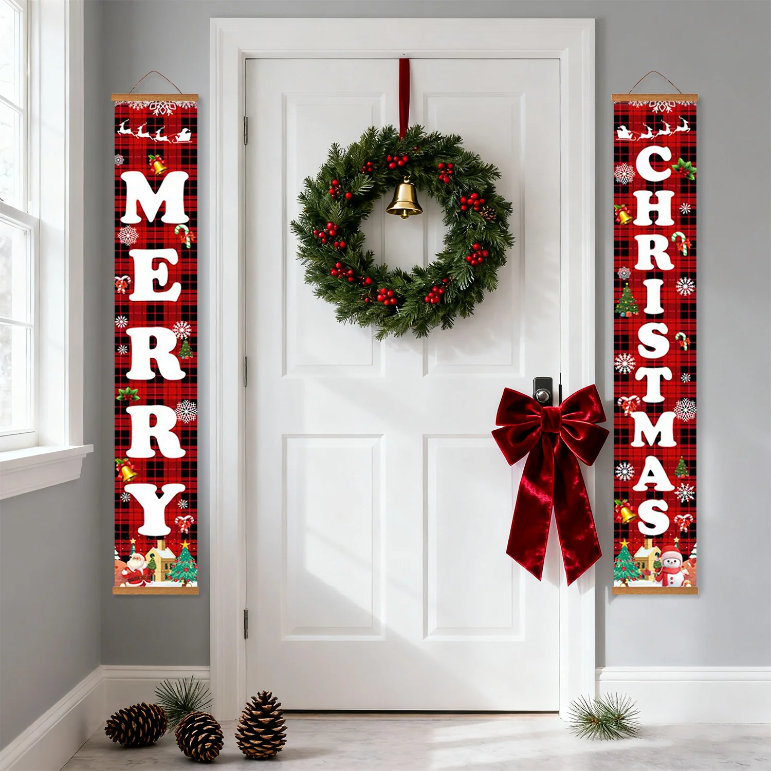 Festive Plaid Merry Christmas – Porch Sign - Image 17