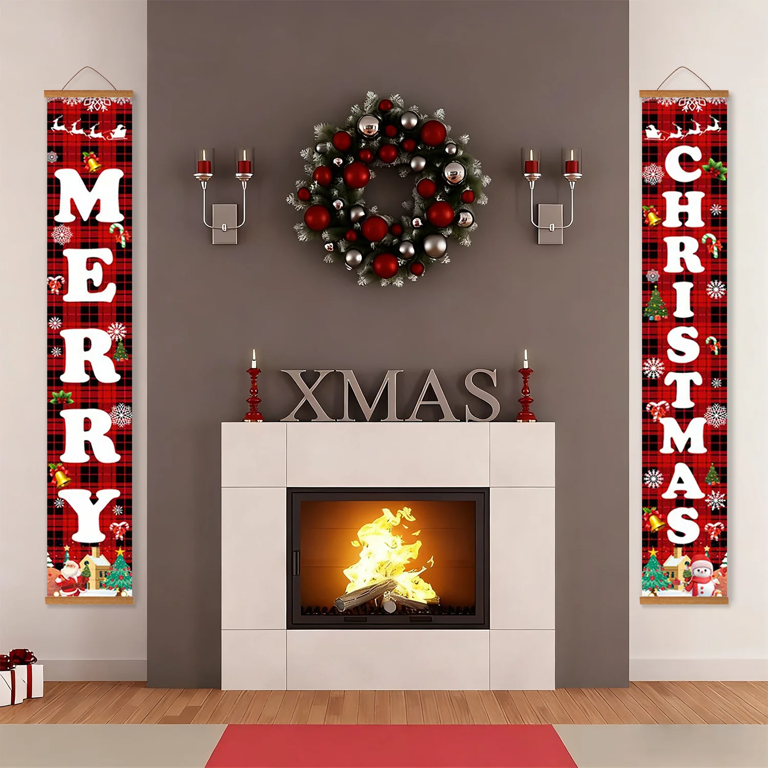 Festive Plaid Merry Christmas – Porch Sign - Image 18