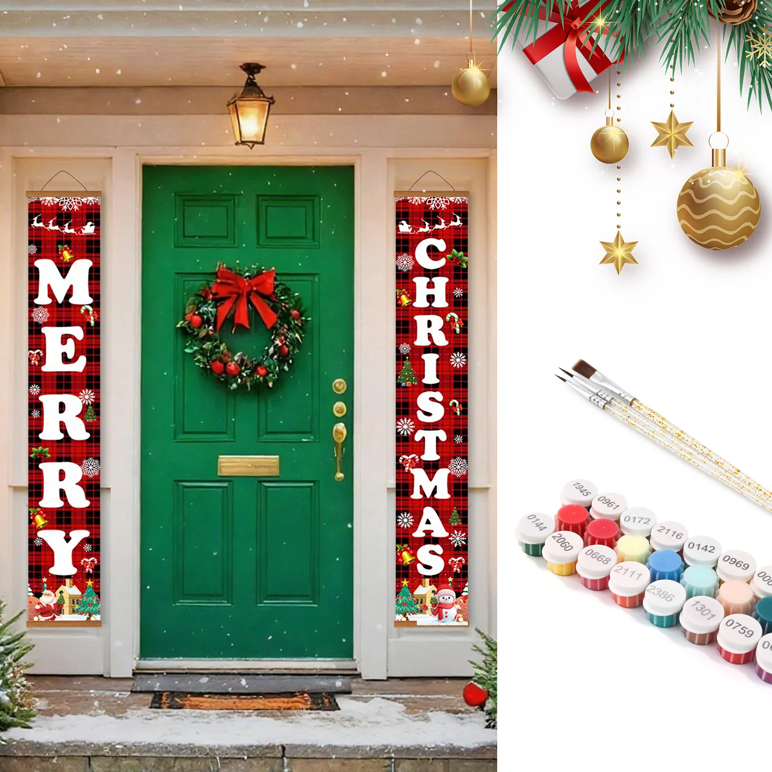 Festive Plaid Merry Christmas – Porch Sign - Image 2