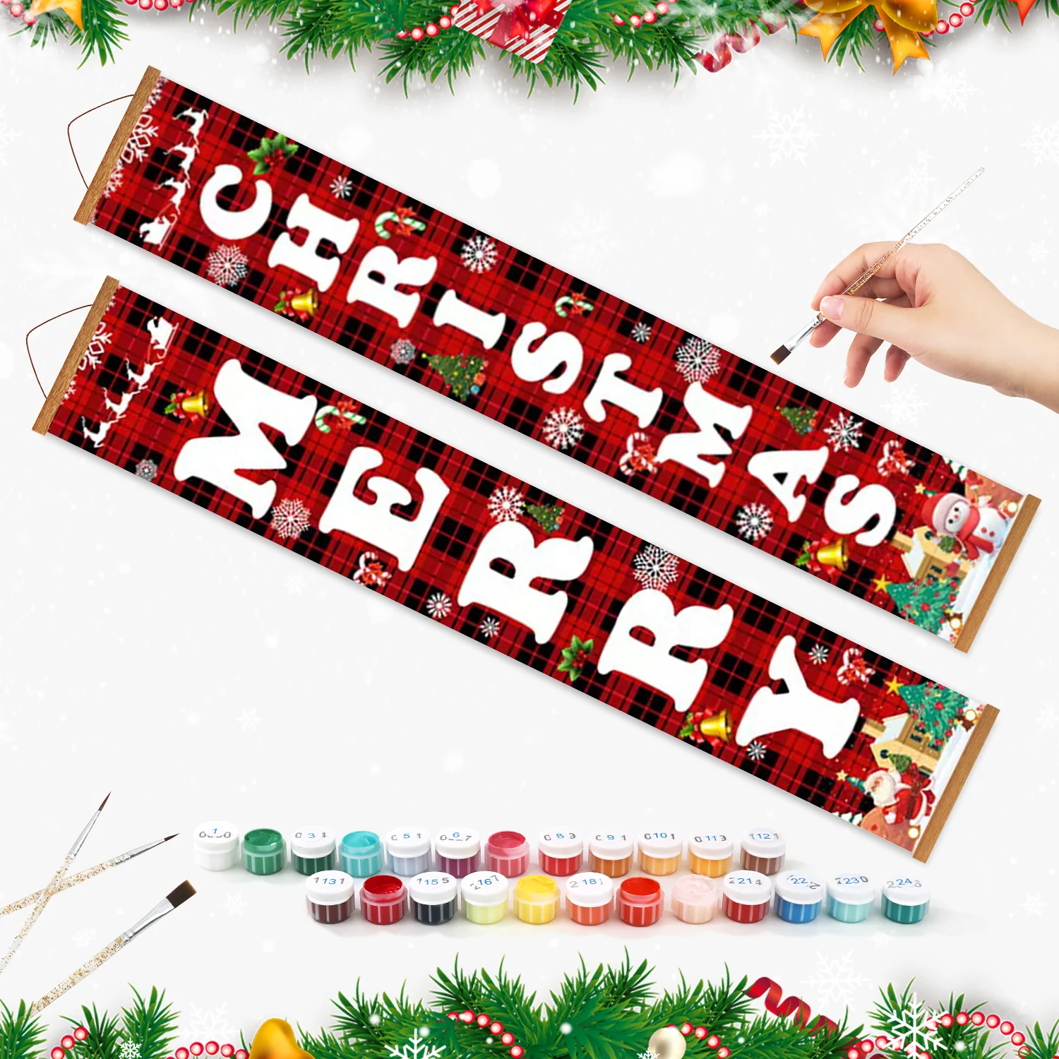 Festive Plaid Merry Christmas – Porch Sign - Image 3