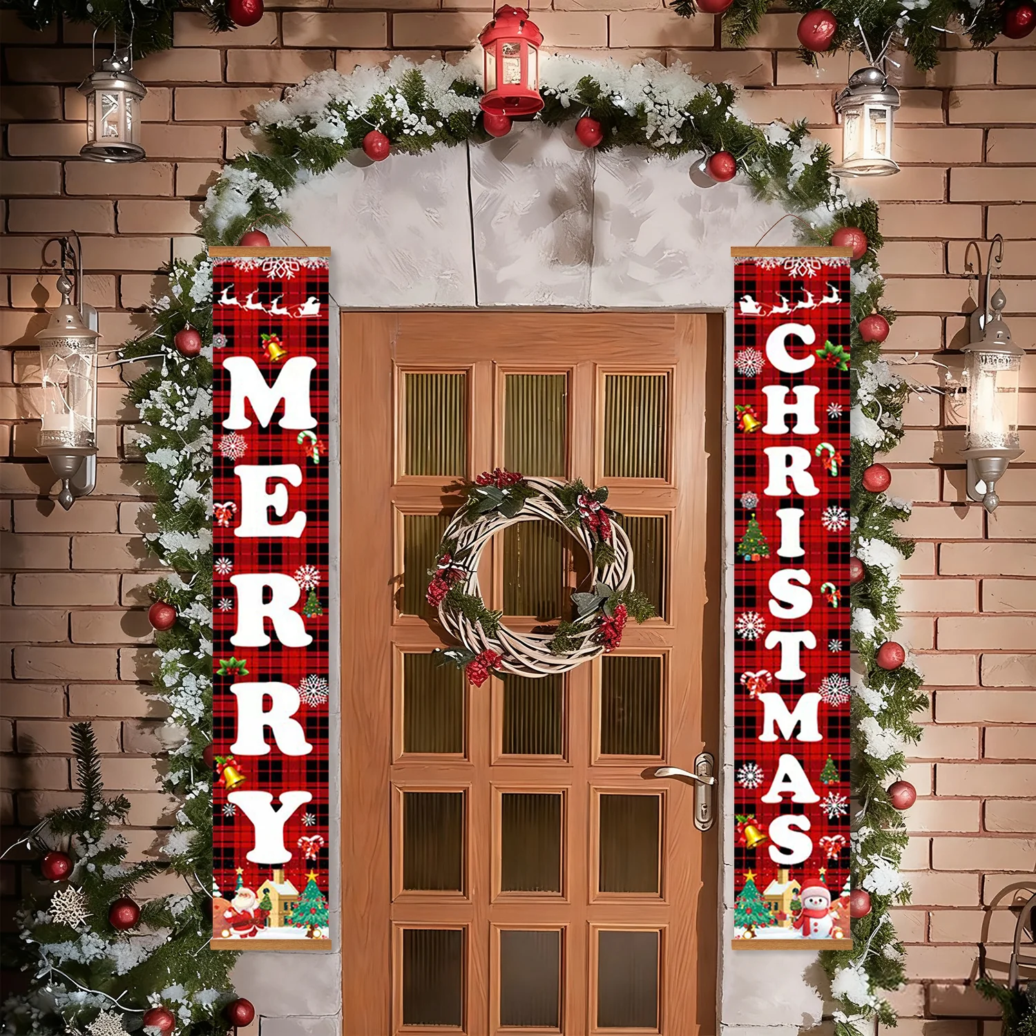 Festive Plaid Merry Christmas – Porch Sign - Image 5