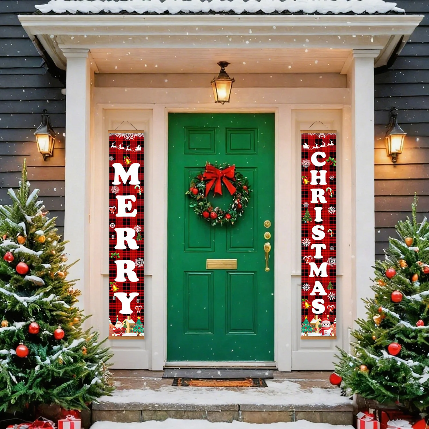 Festive Plaid Merry Christmas – Porch Sign - Image 6
