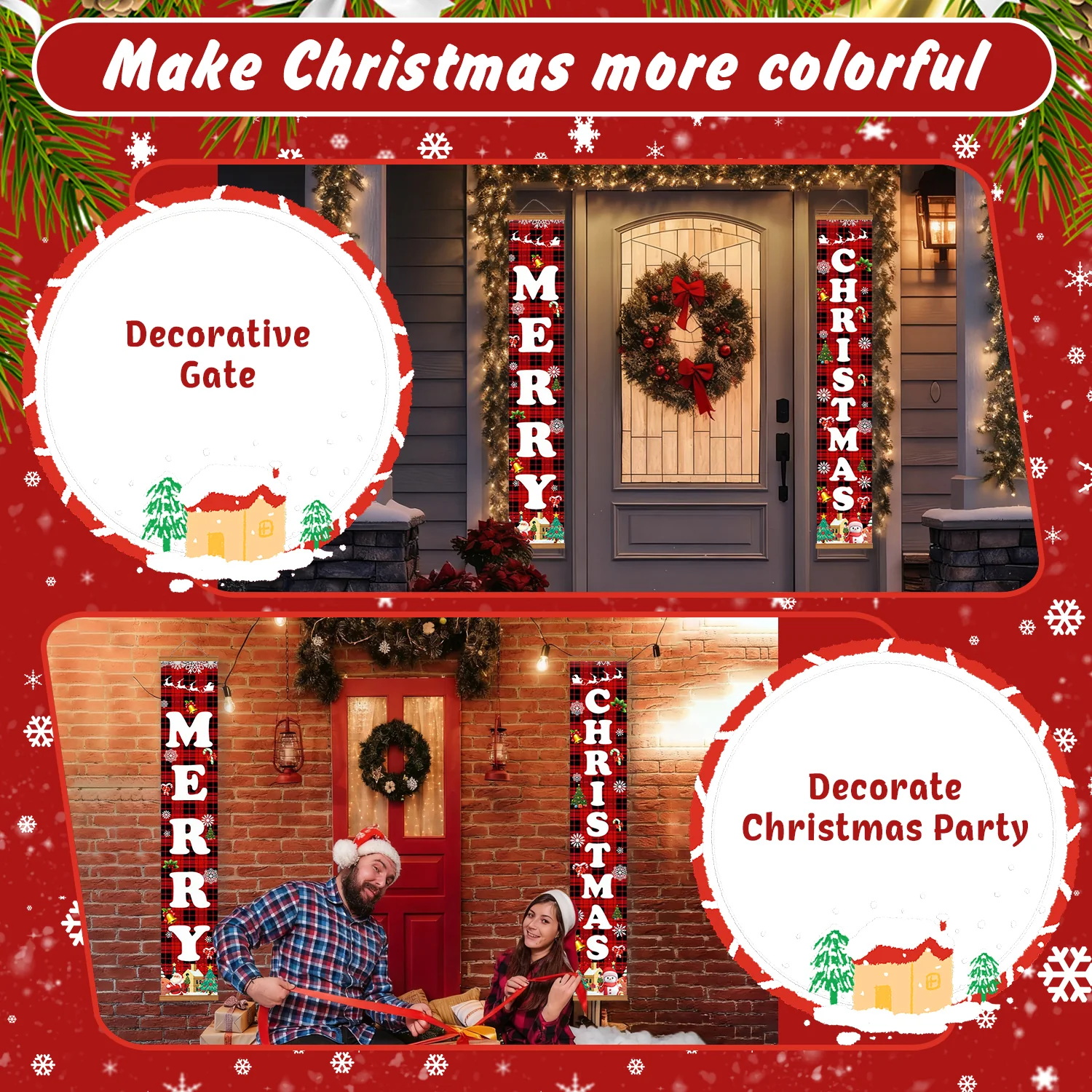 Festive Plaid Merry Christmas – Porch Sign - Image 7