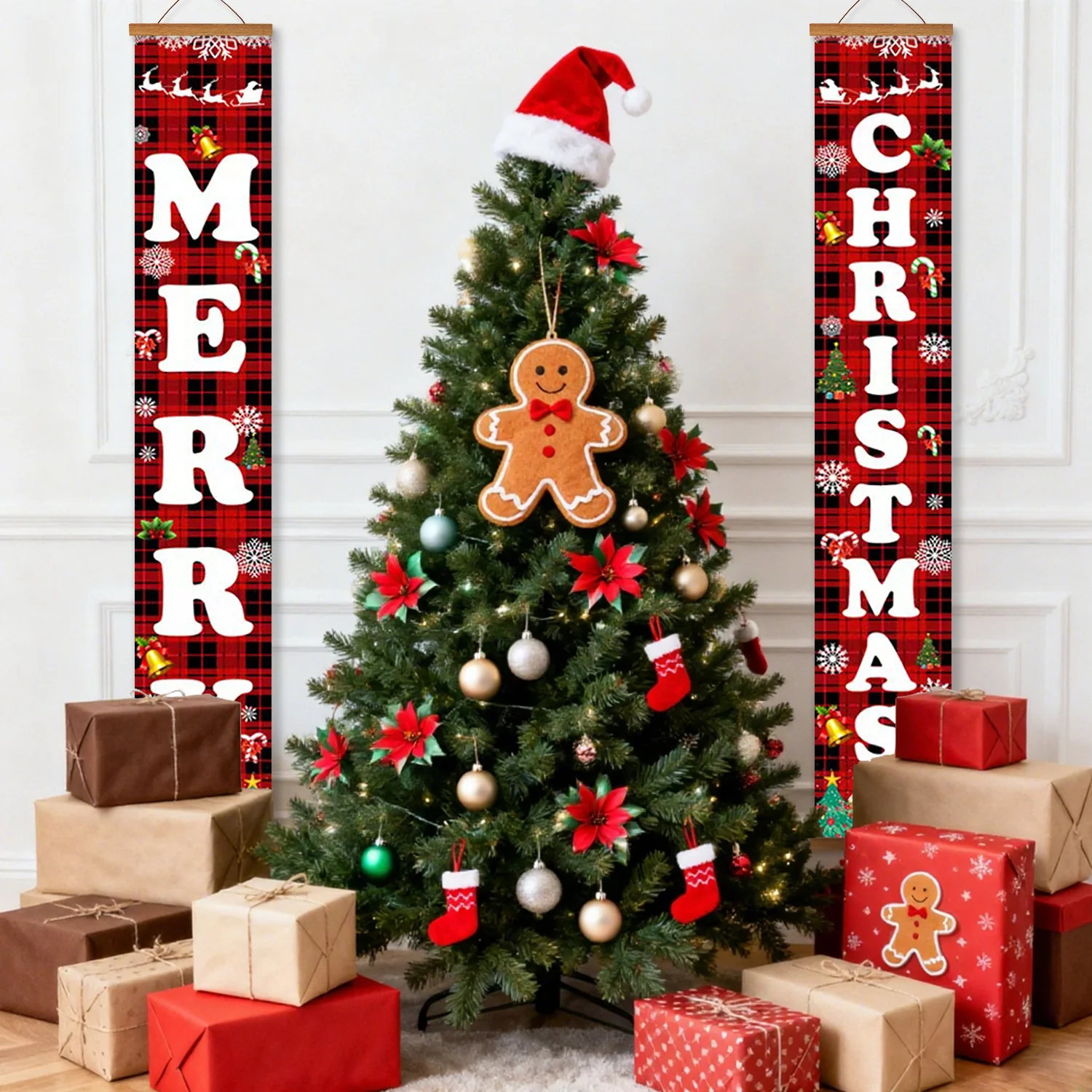 Festive Plaid Merry Christmas – Porch Sign - Image 8