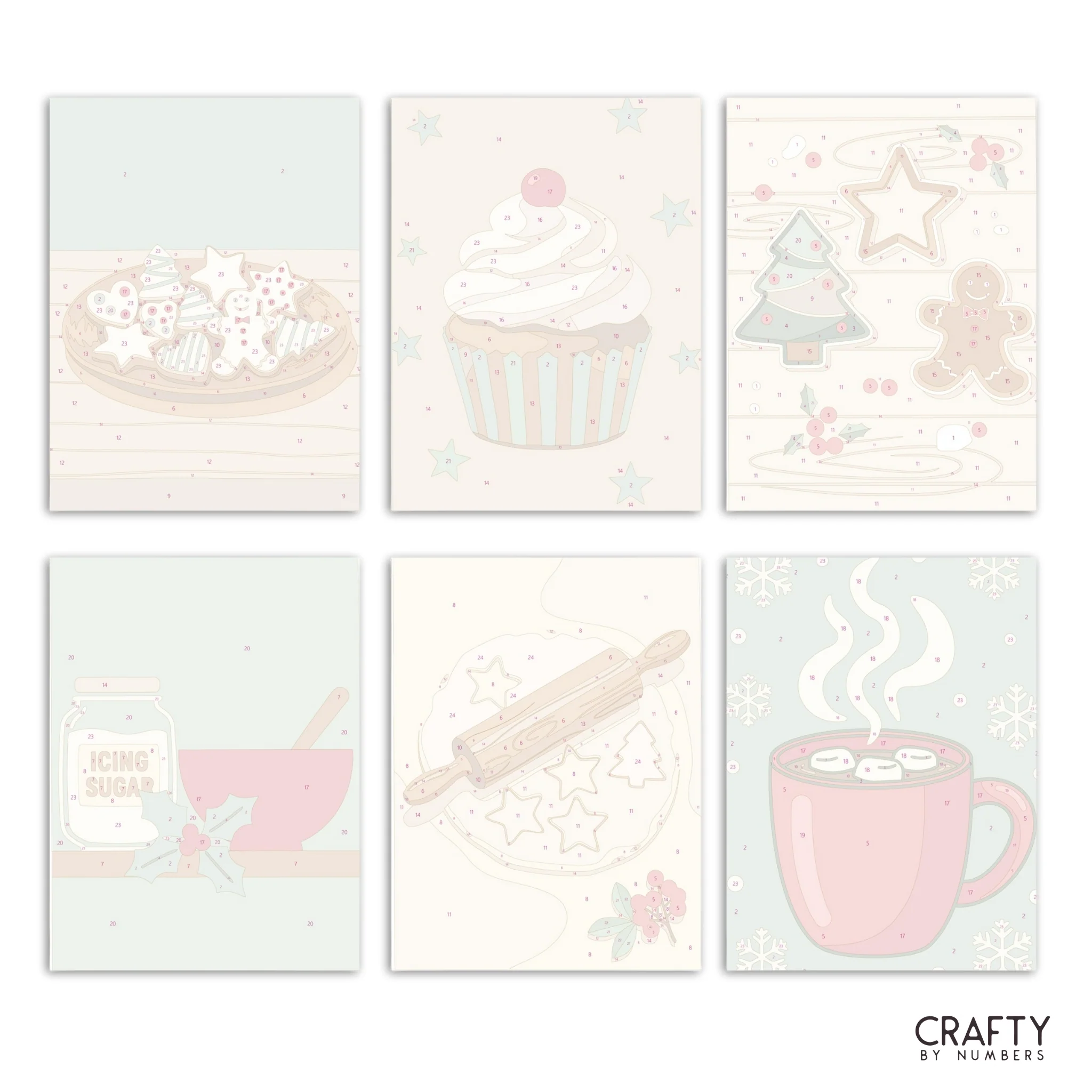 Holiday Baking – Set of 6 Mini Paint by Numbers - Image 2