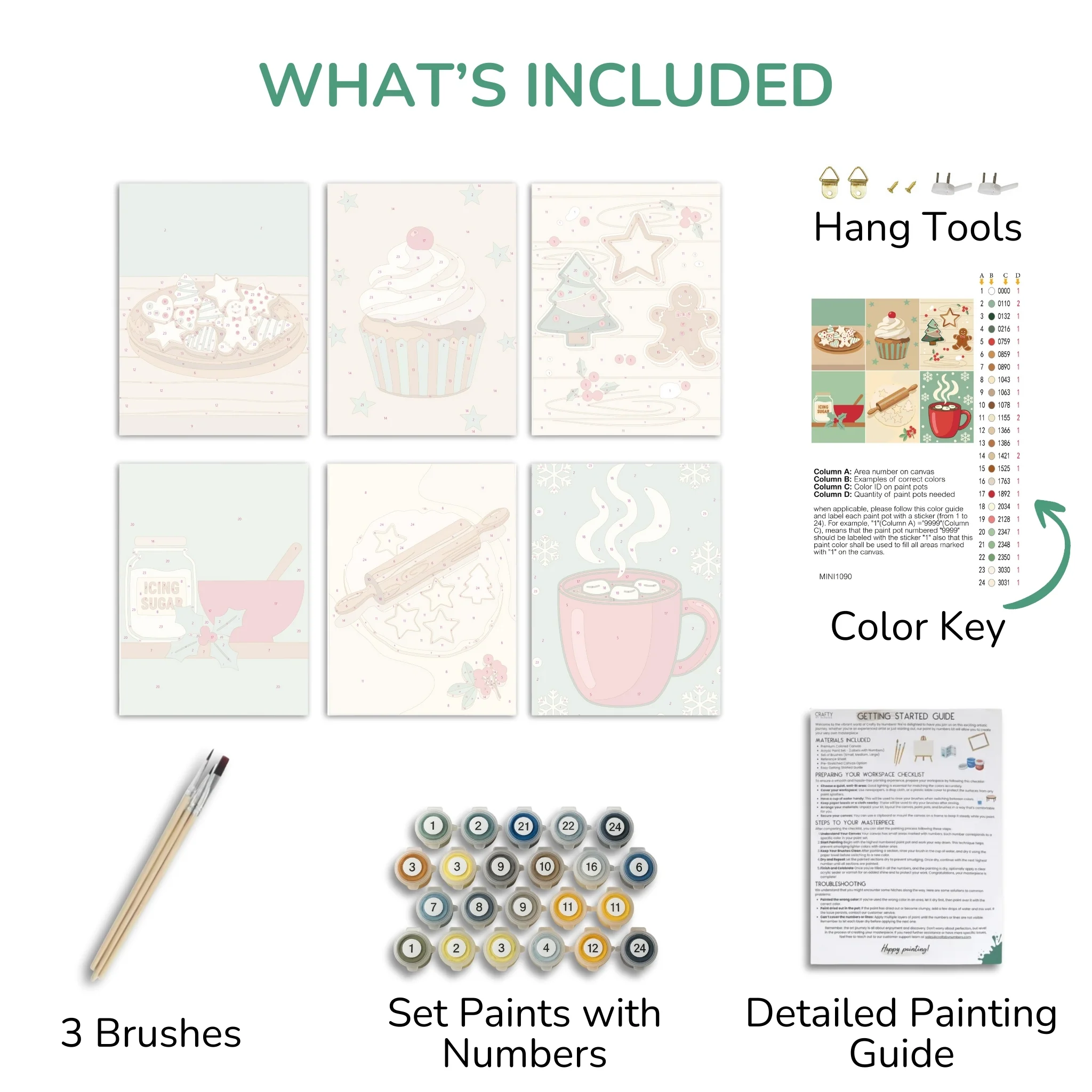 Holiday Baking – Set of 6 Mini Paint by Numbers - Image 3