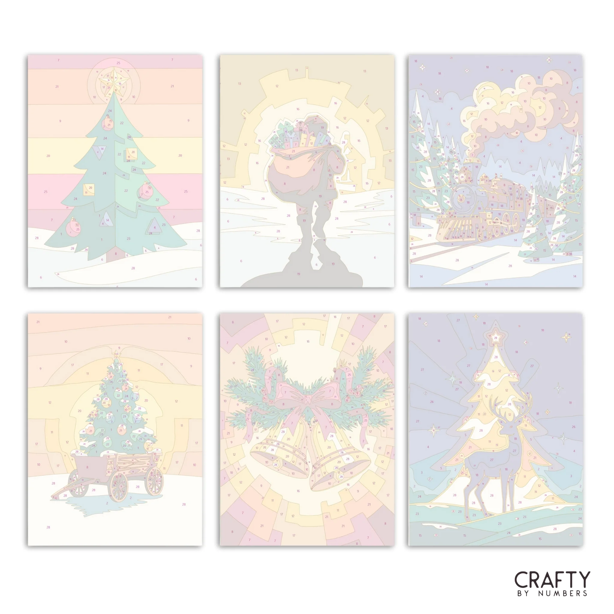 Holiday Glow – Set of 6 Mini Paint by Numbers - Image 2