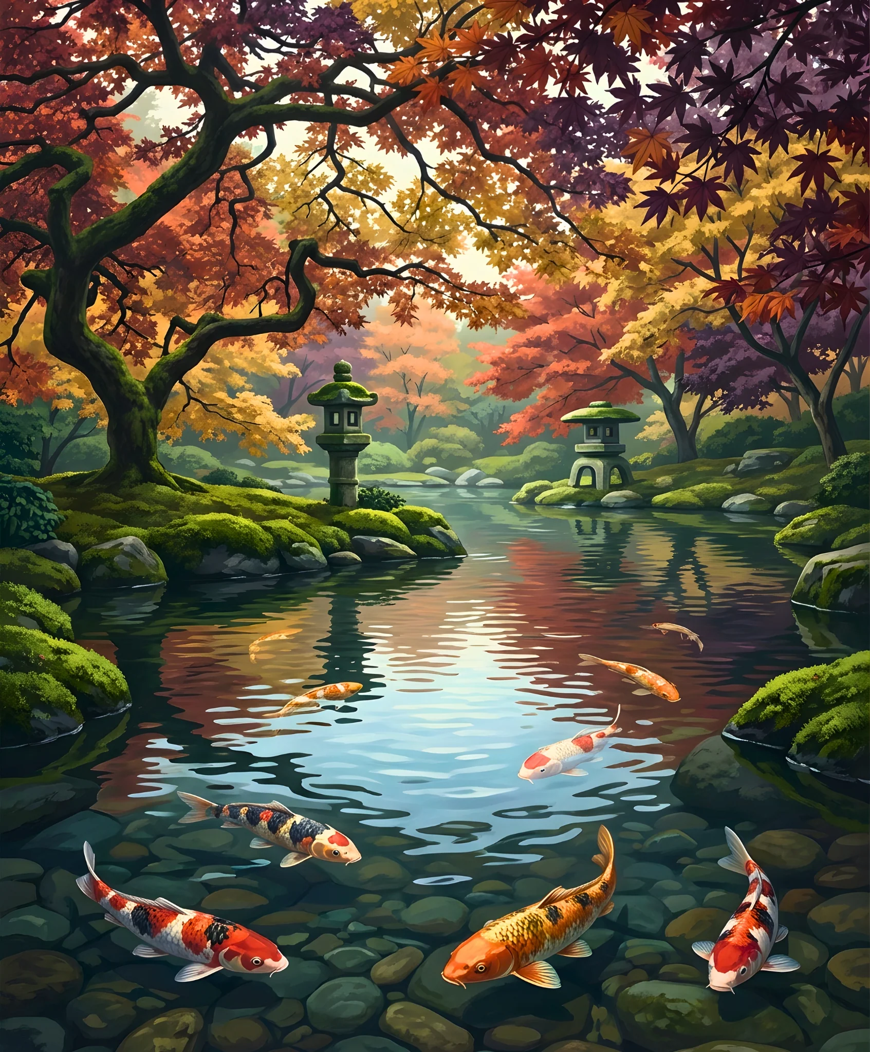 Koi in Crimson Light - Image 4