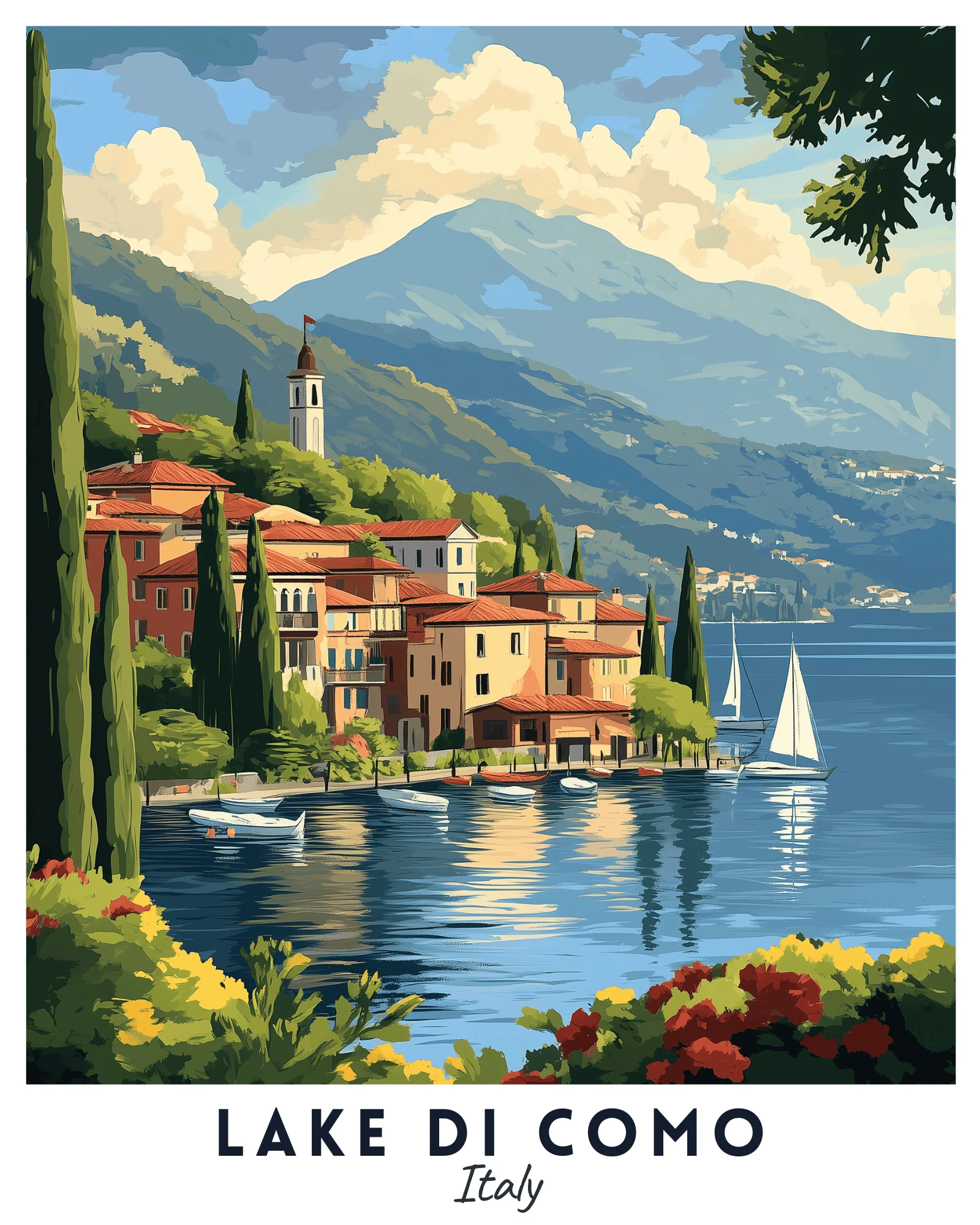 Lake di Como Paint by Numbers Travel Poster - Image 2