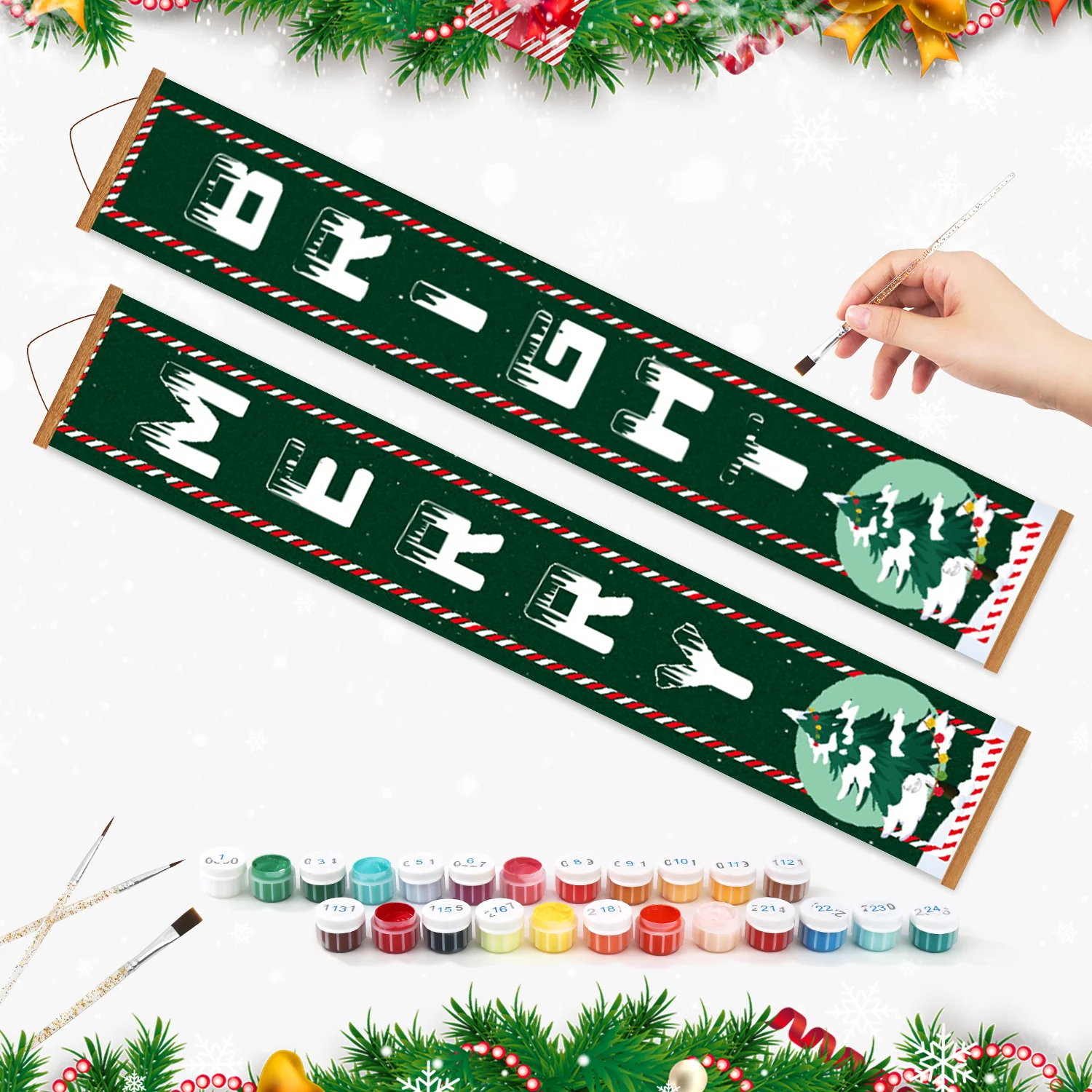 Merry & Bright – Porch Sign Paint by Numbers Kit - Image 3