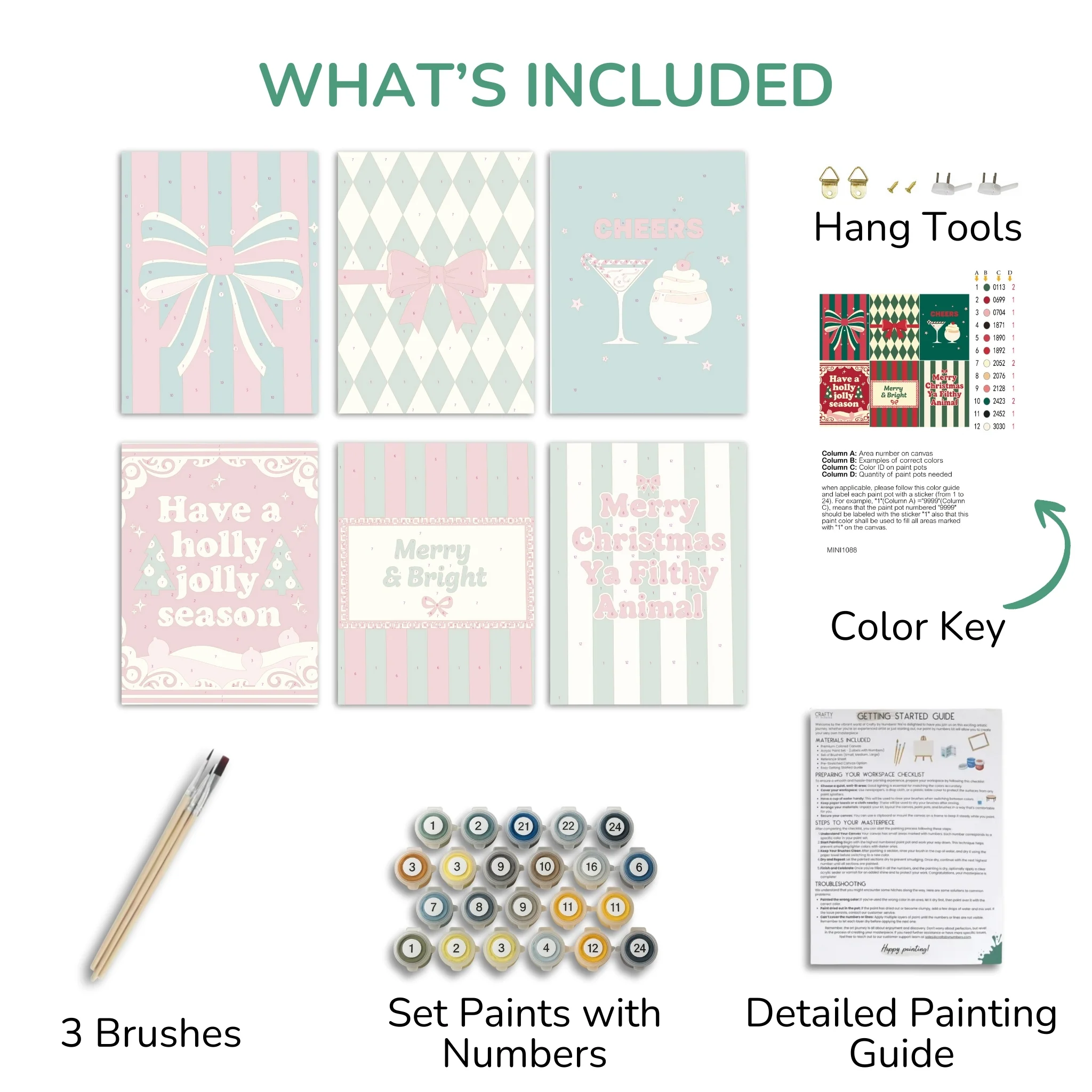 Merry Messages – Set of 6 Mini Paint by Numbers - Image 3
