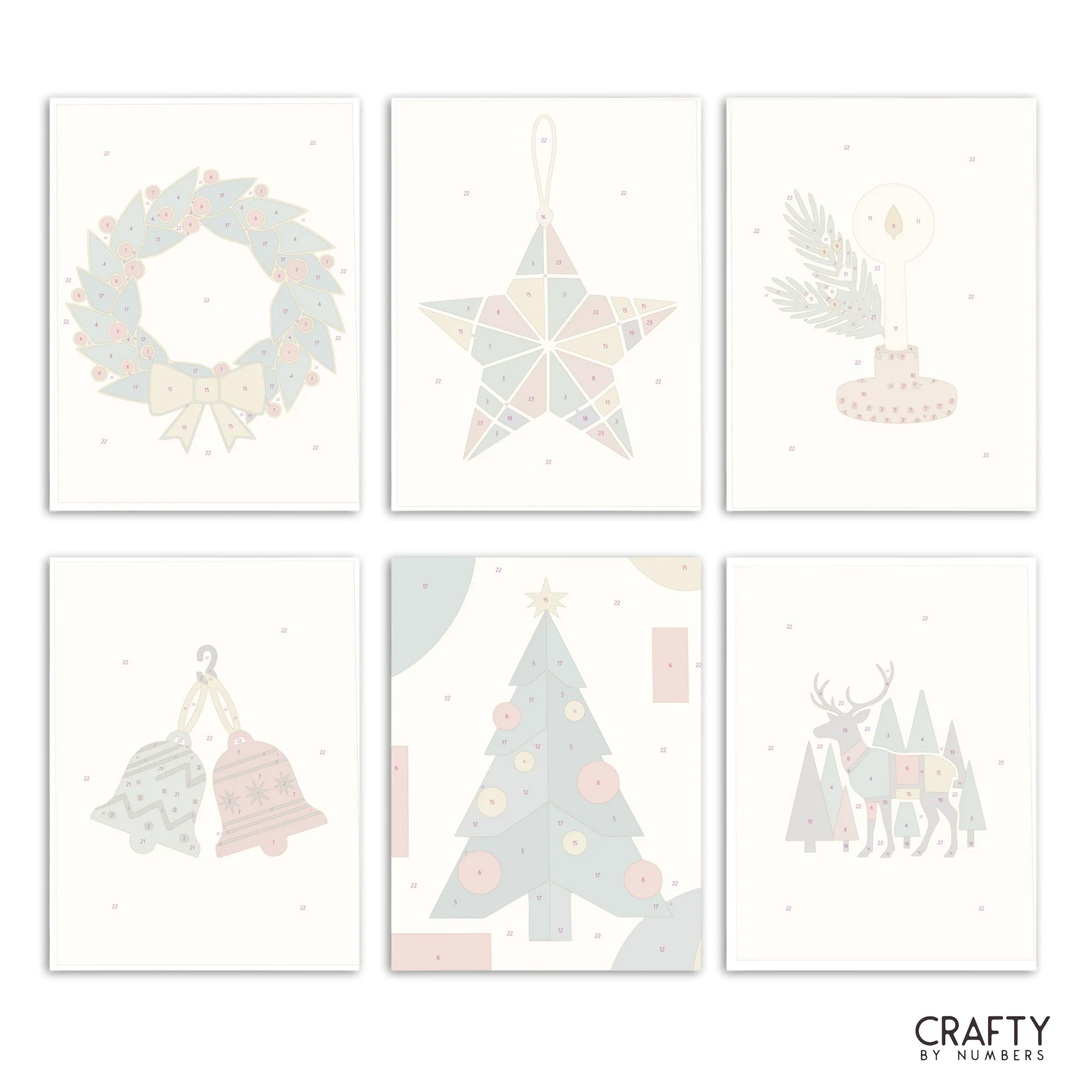 Modern Holly – Set of 6 Mini Paint by Numbers - Image 2