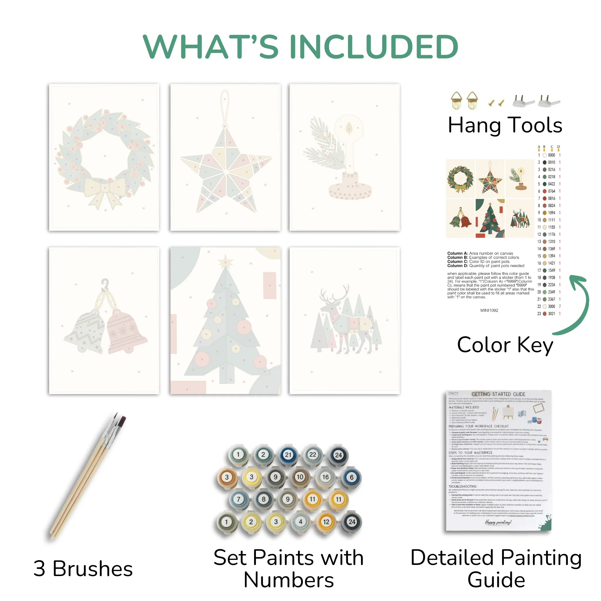 Modern Holly – Set of 6 Mini Paint by Numbers - Image 3