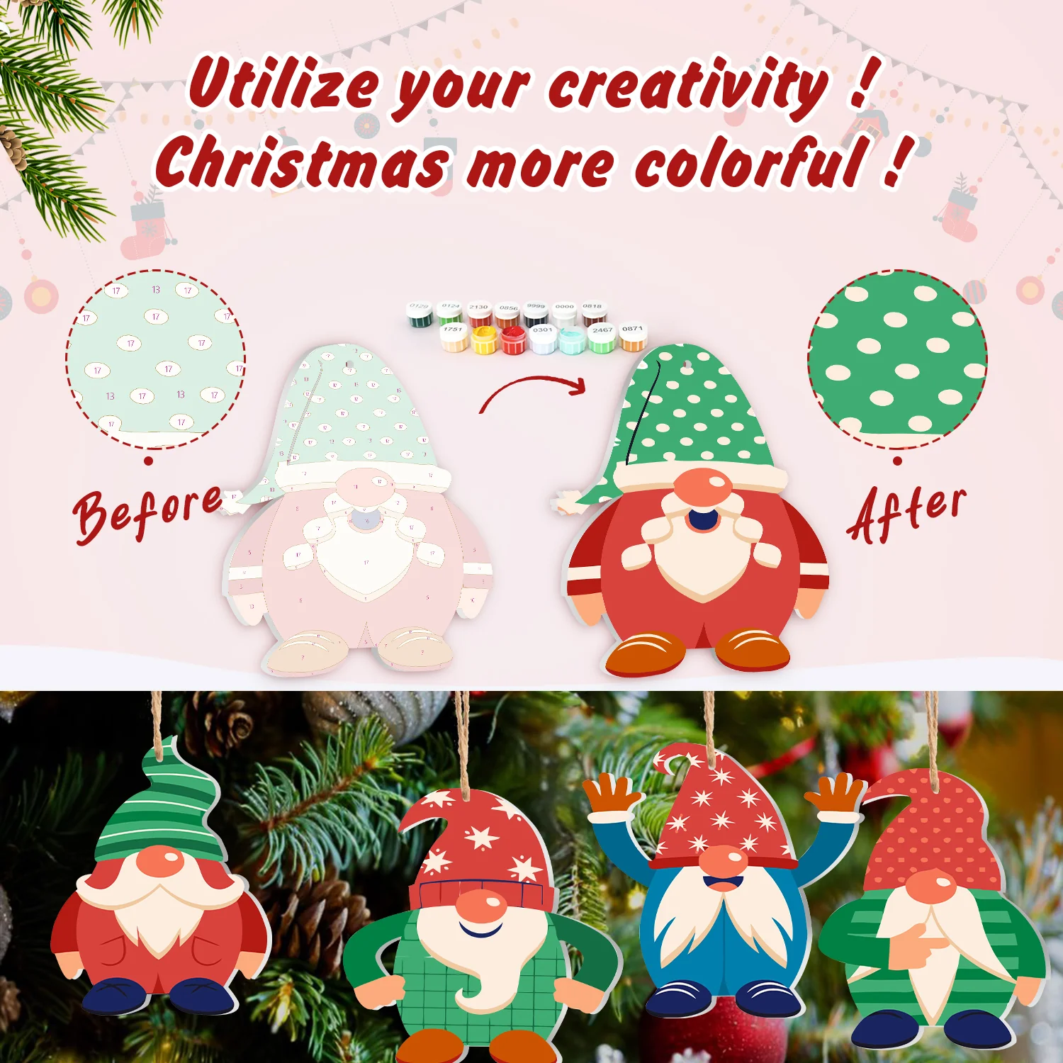 Nordic Gnome Magic – Large Christmas Ornaments - Image 5