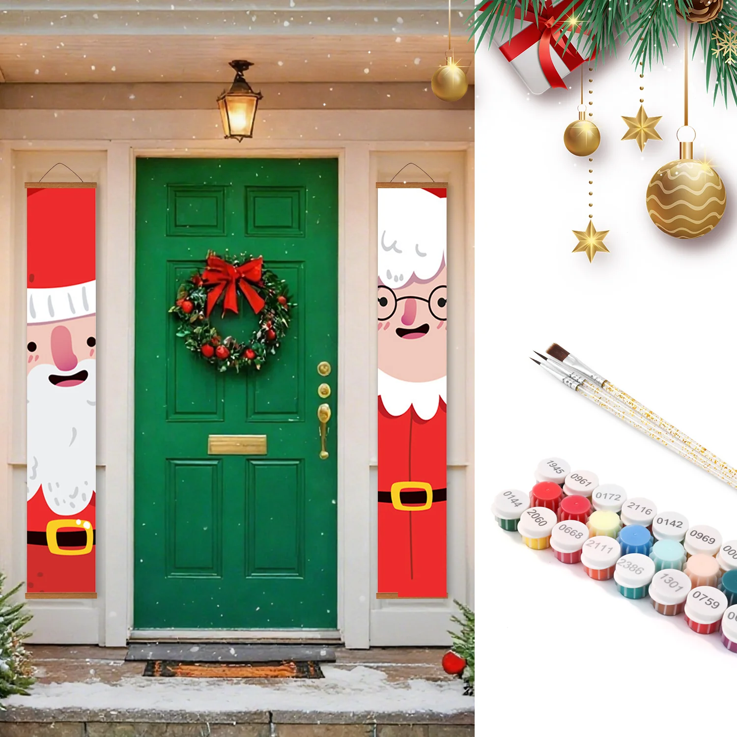Santa & Mrs. Claus – Porch Sign Paint by Numbers Kit - Image 2