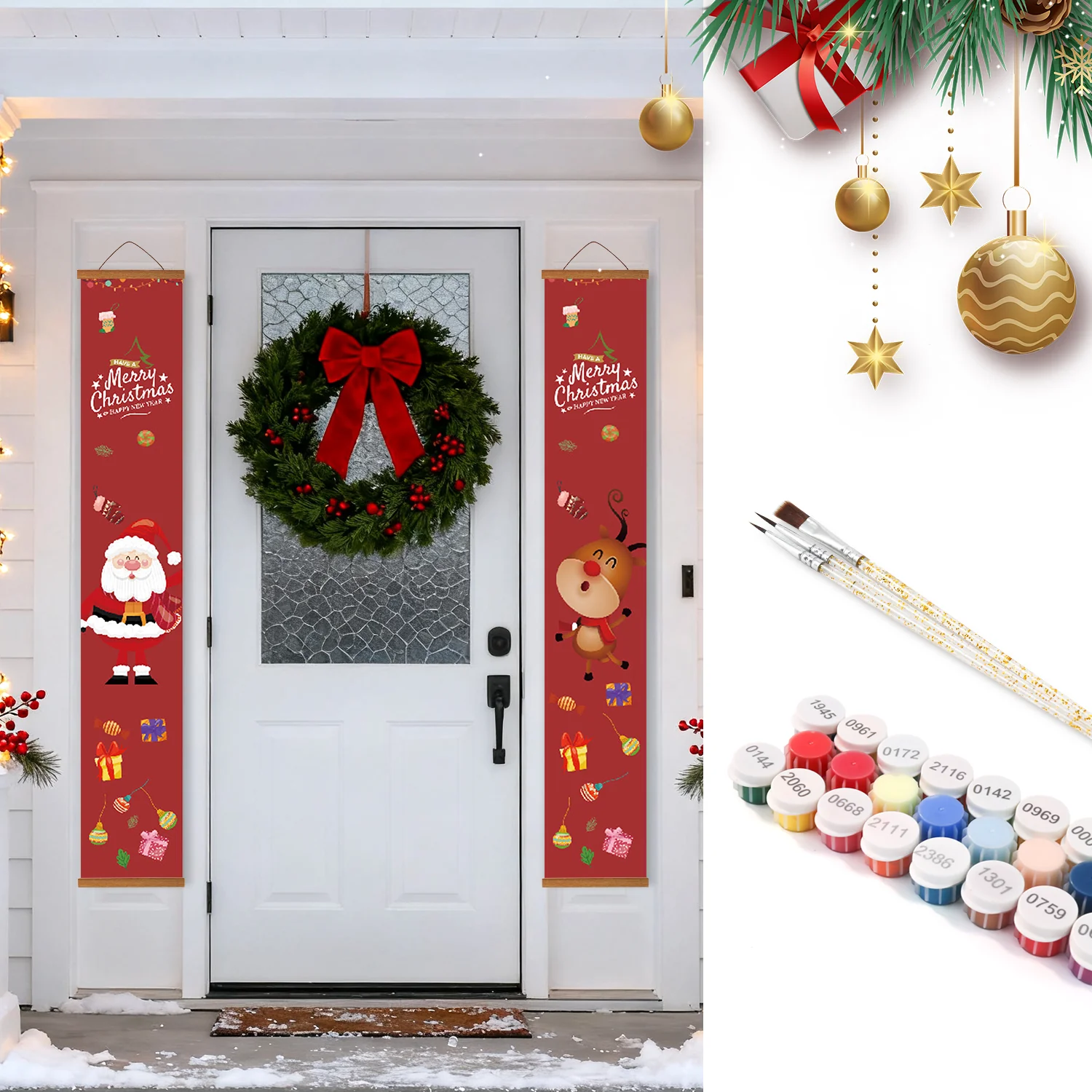 Santa & Rudolph – Porch Sign Paint by Numbers Kit - Image 18