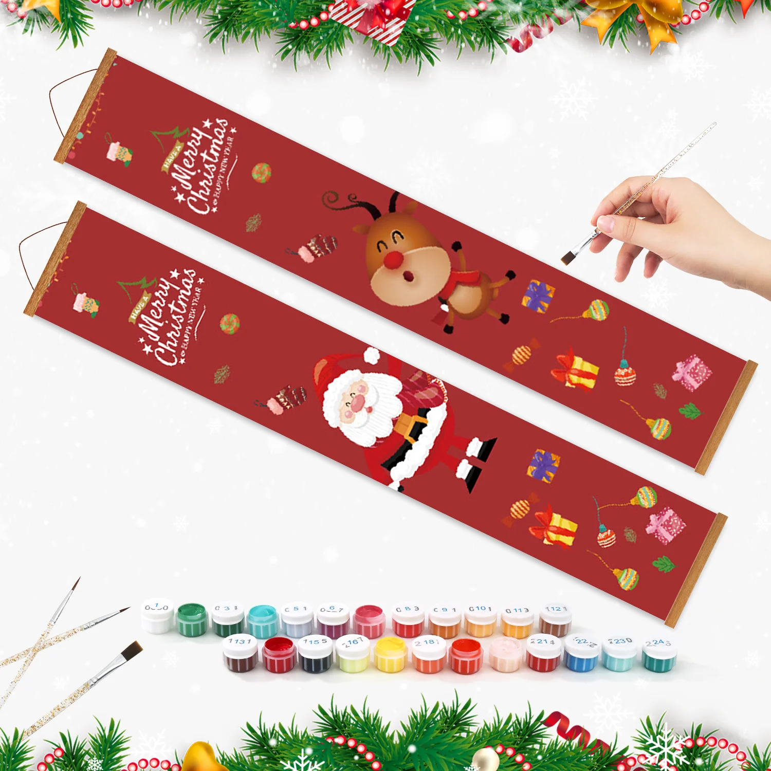 Santa & Rudolph – Porch Sign Paint by Numbers Kit - Image 3