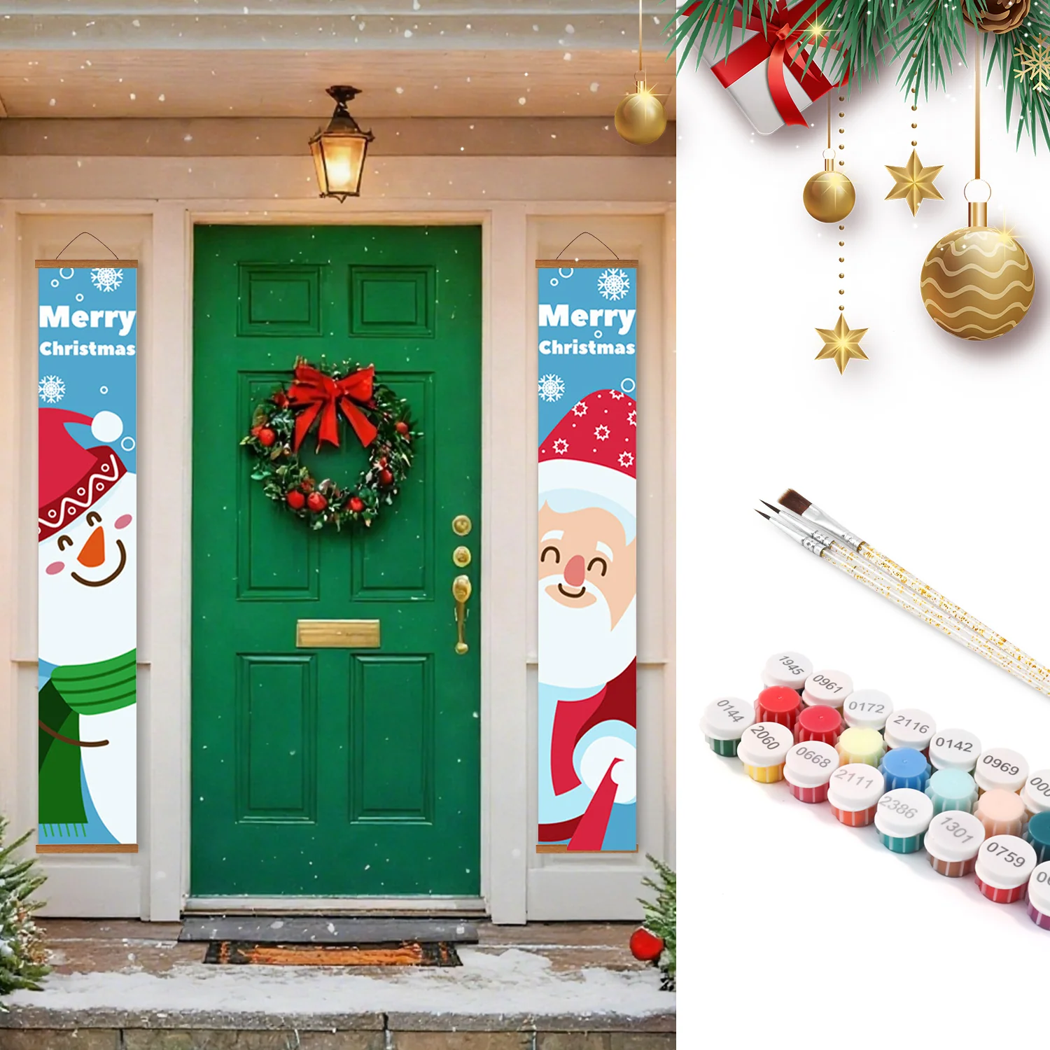Santa & Snowy Friend – Porch Sign - Image 2