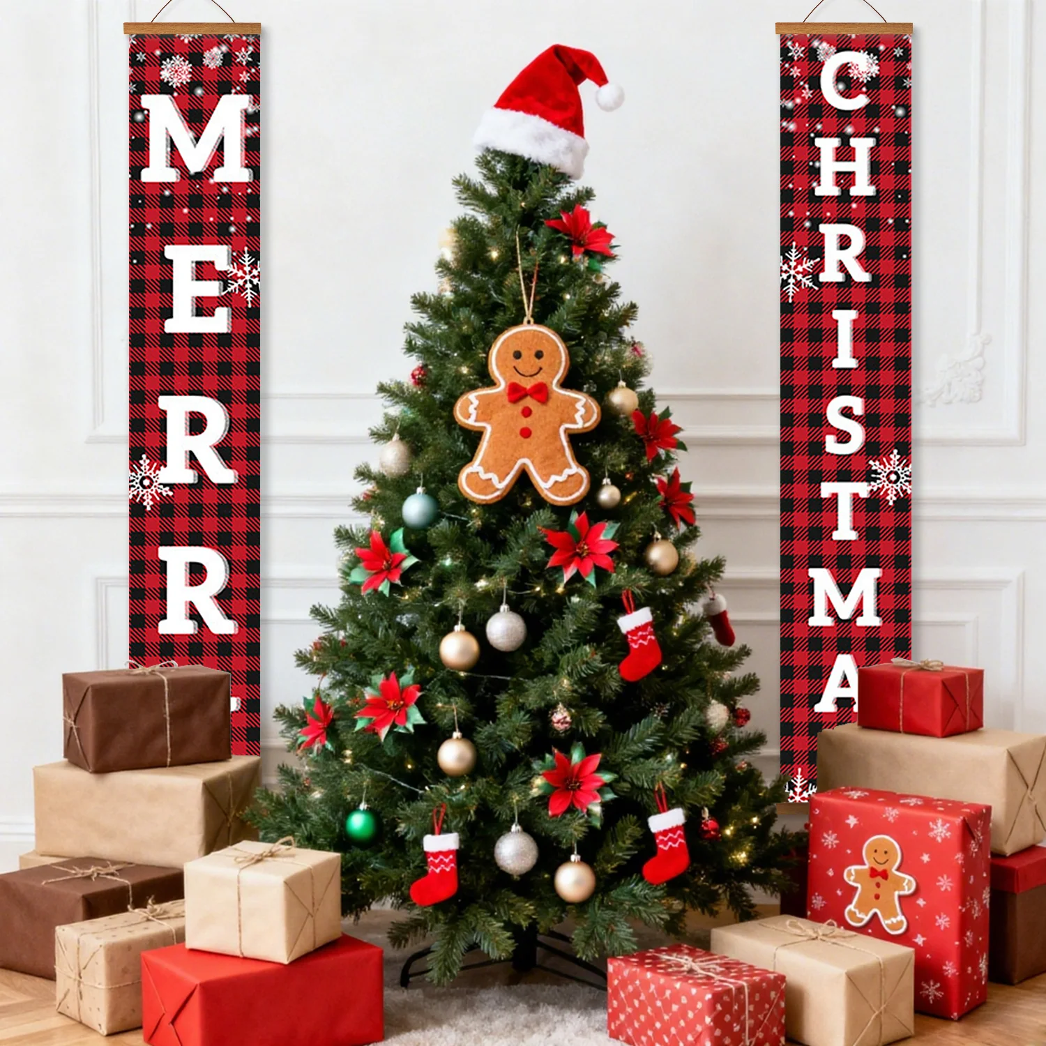 Snowflake Plaid Merry Christmas – Porch Sign - Image 8