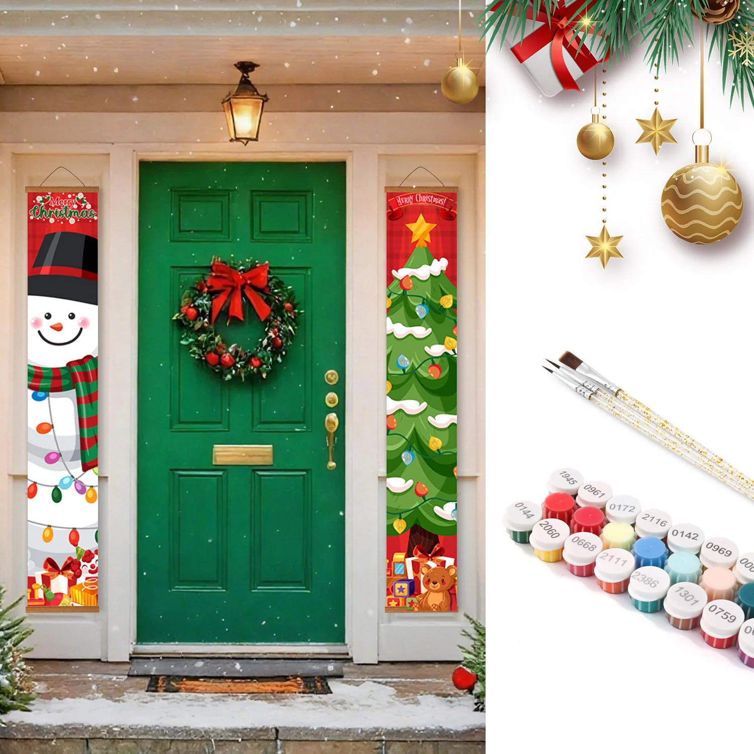 Snowman & Christmas Tree – Porch Sign - Image 2