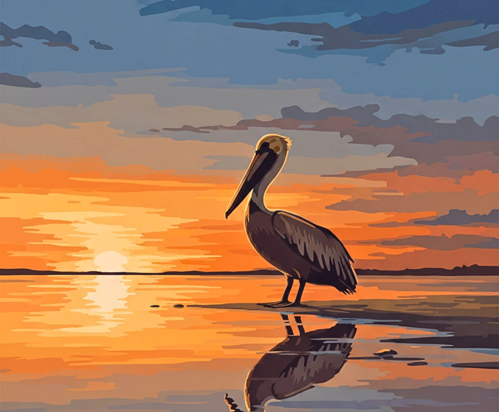 Sunset Shore Pelican - Image 4