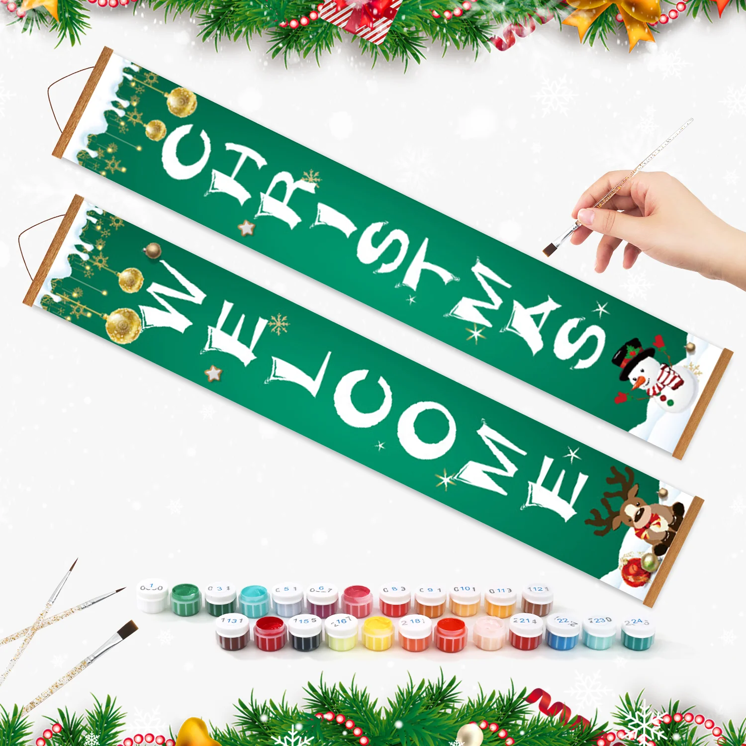 Welcome Christmas – Porch Sign Paint by Numbers Kit - Image 3
