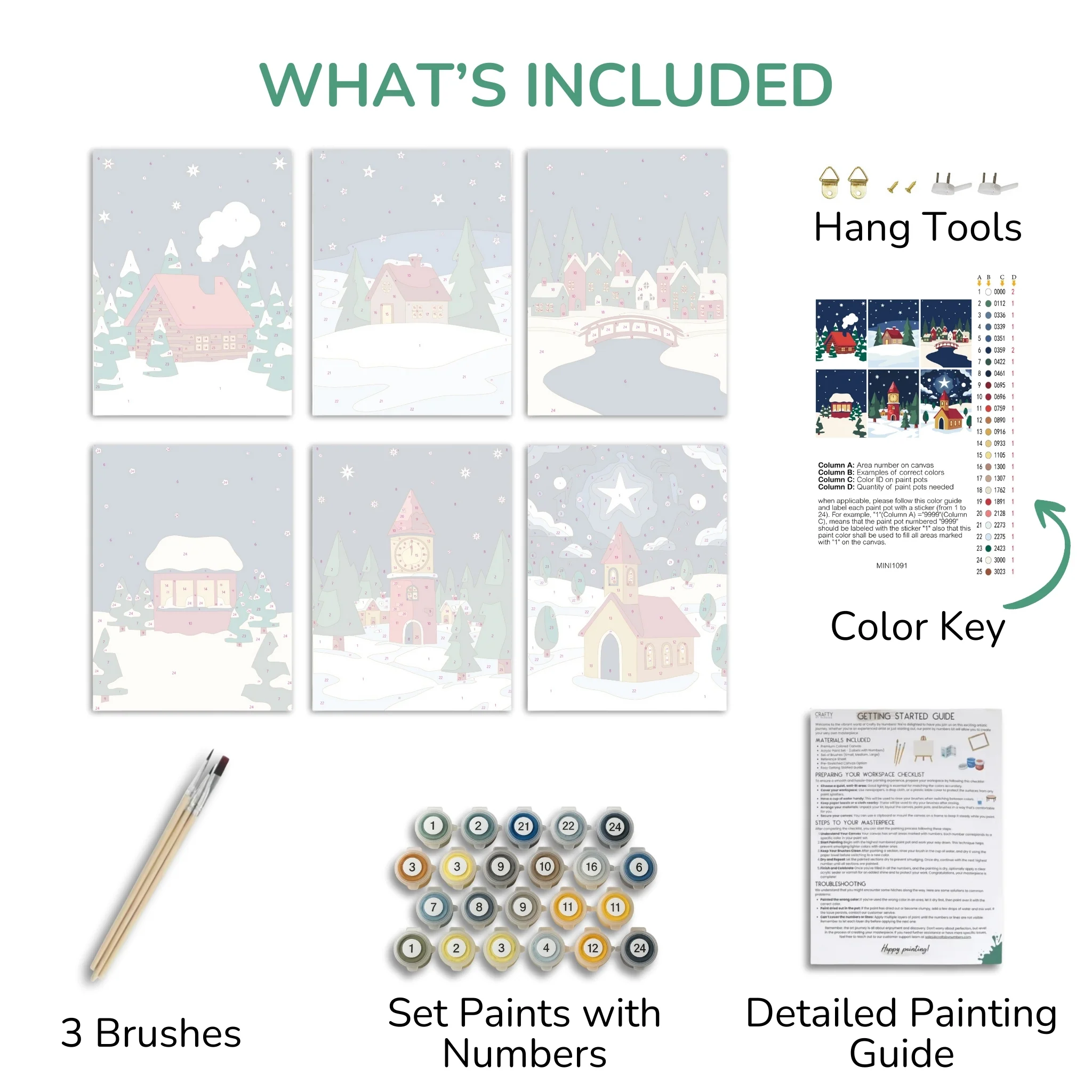Winter Village – Set of 6 Mini Paint by Numbers - Image 3